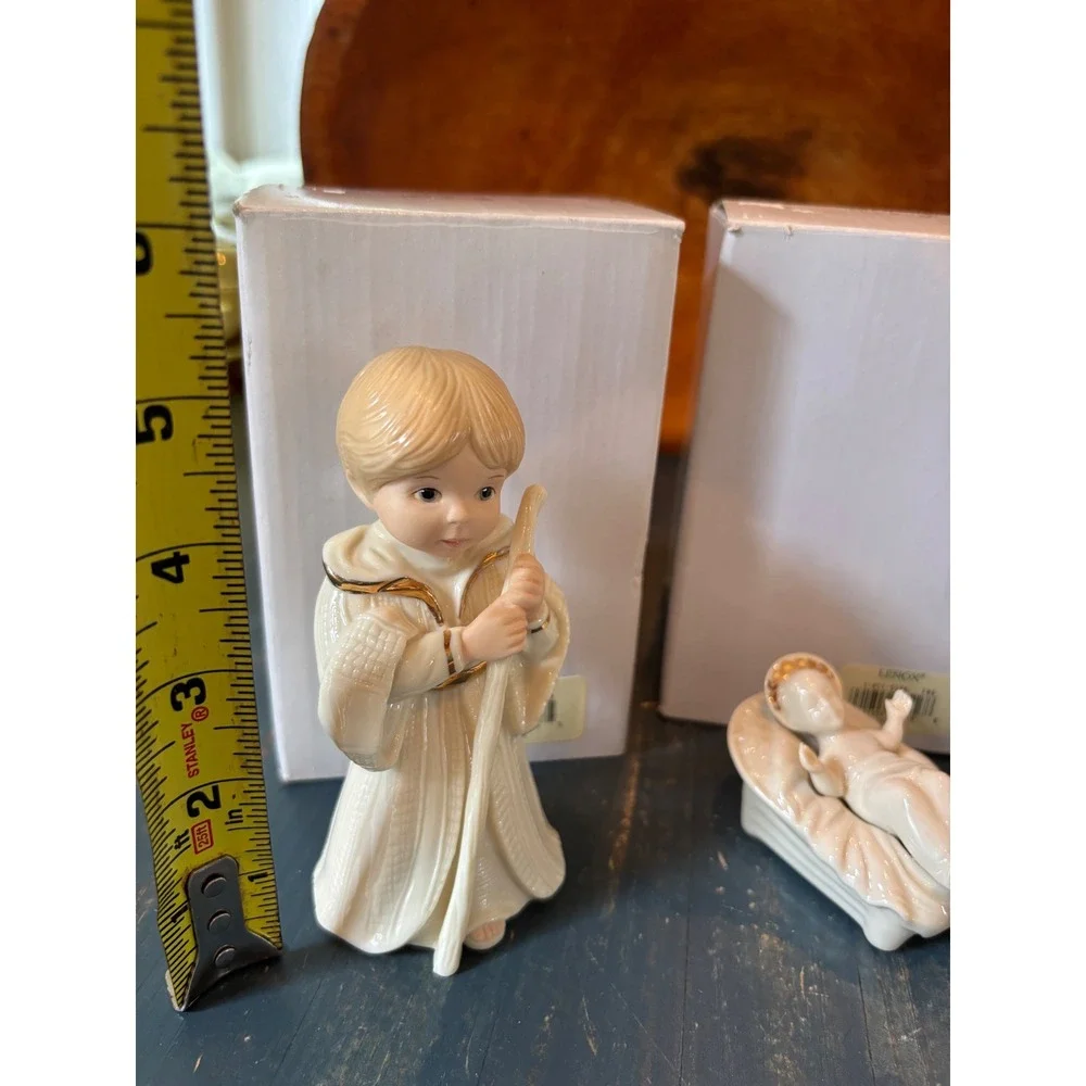 Lenox China Jewels Collection Nativity Holy Family Gold Accents Ivory~ Set of 3